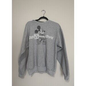 Vintage Disney Sweatshirt Adult Medium Gray Crew Neck Sweater Mickey Walt World